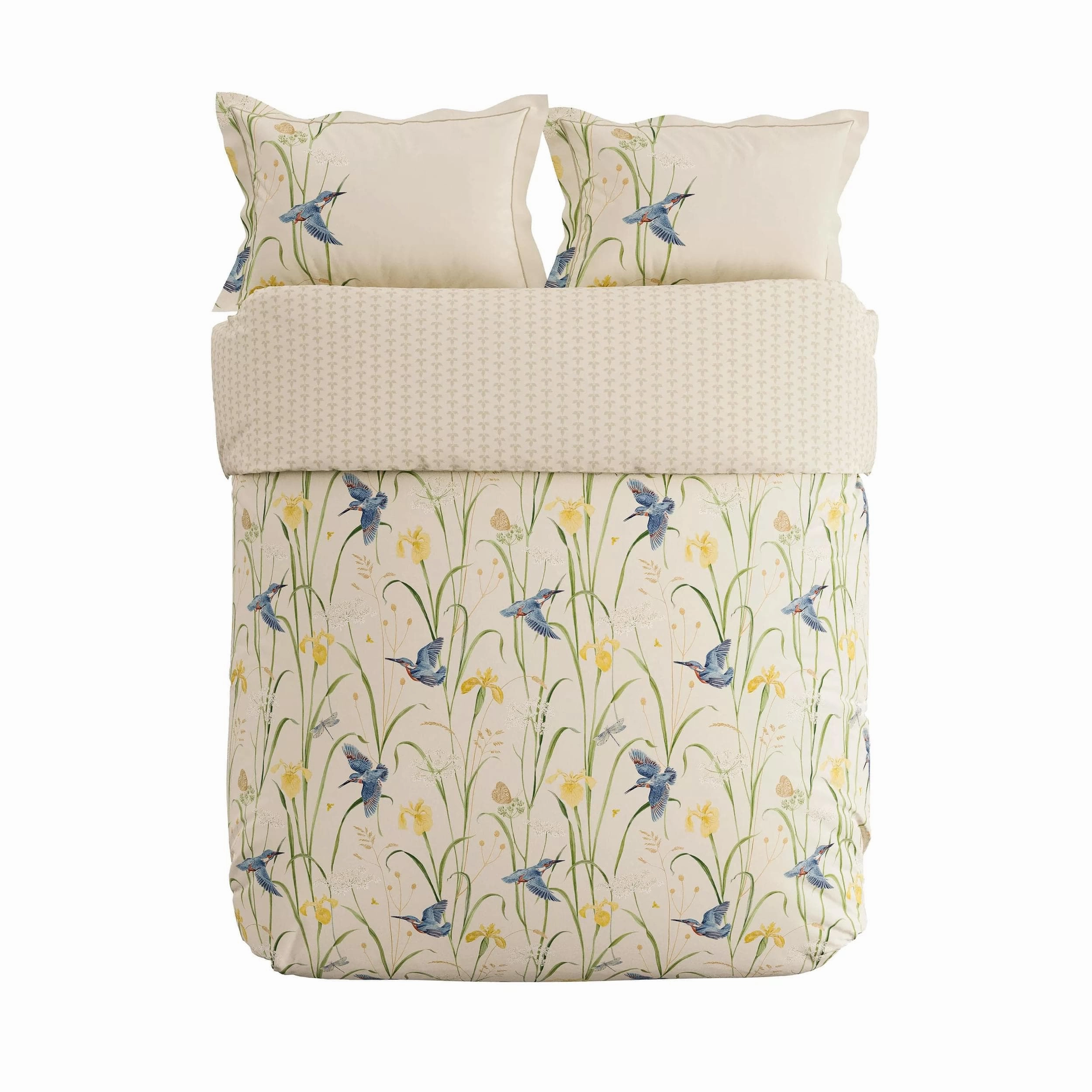 Sanderson Kingfisher & Iris Cover Set Size Double in Azure & Linen