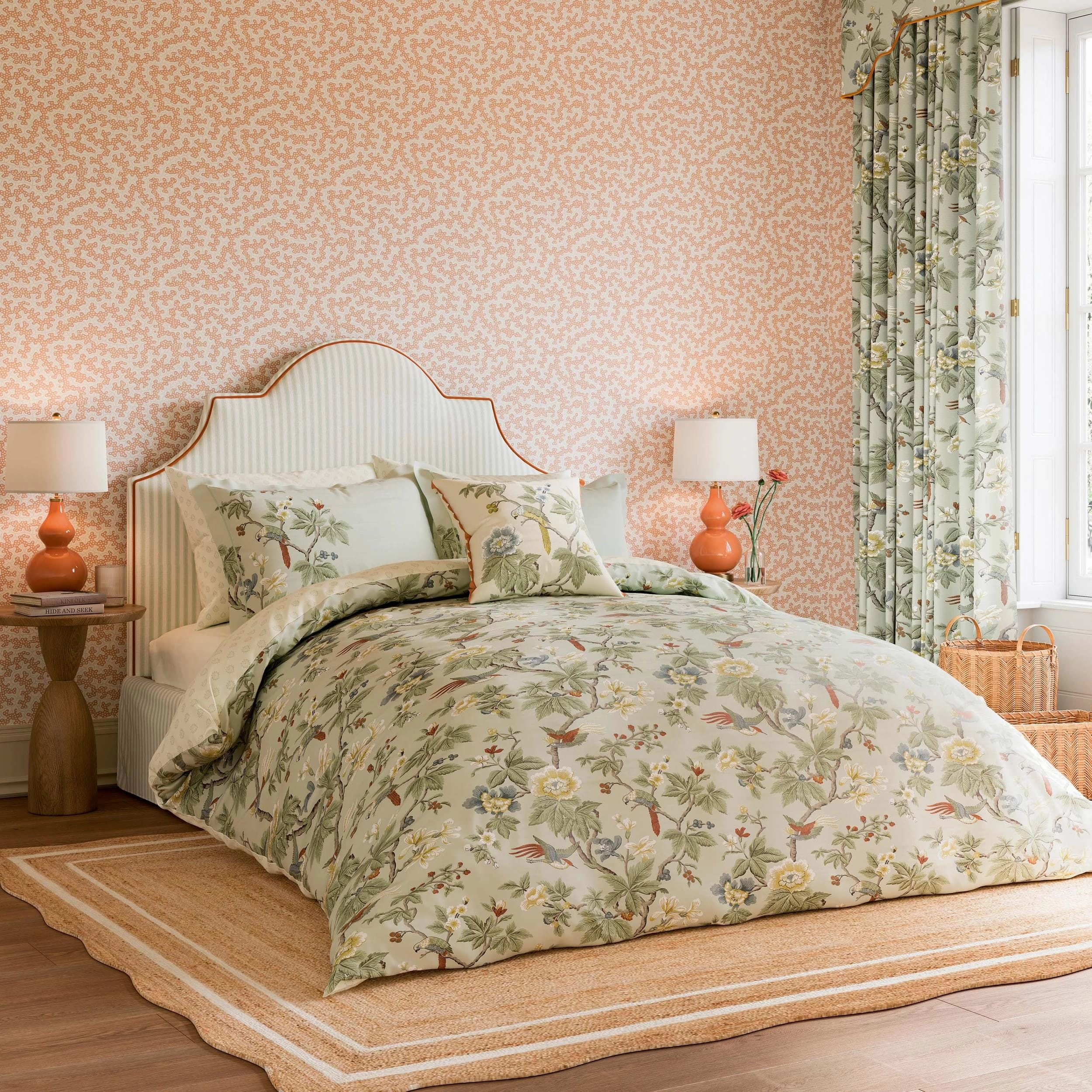 Sanderson x National Trust Lophura Cover Set Size Double English Grey Bedding,luxury bedding sets