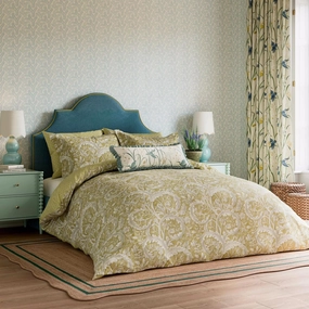 Sanderson x National Trust Tilia Lime Cover Set Super King Size in Gold Bedding,luxury bedding sets