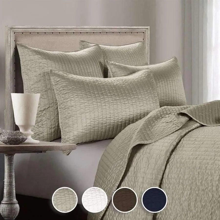 Satin Quilted Coverlet Sets - 4 Colors