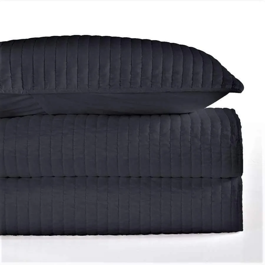 Satin Quilted Coverlet Sets - 4 Colors