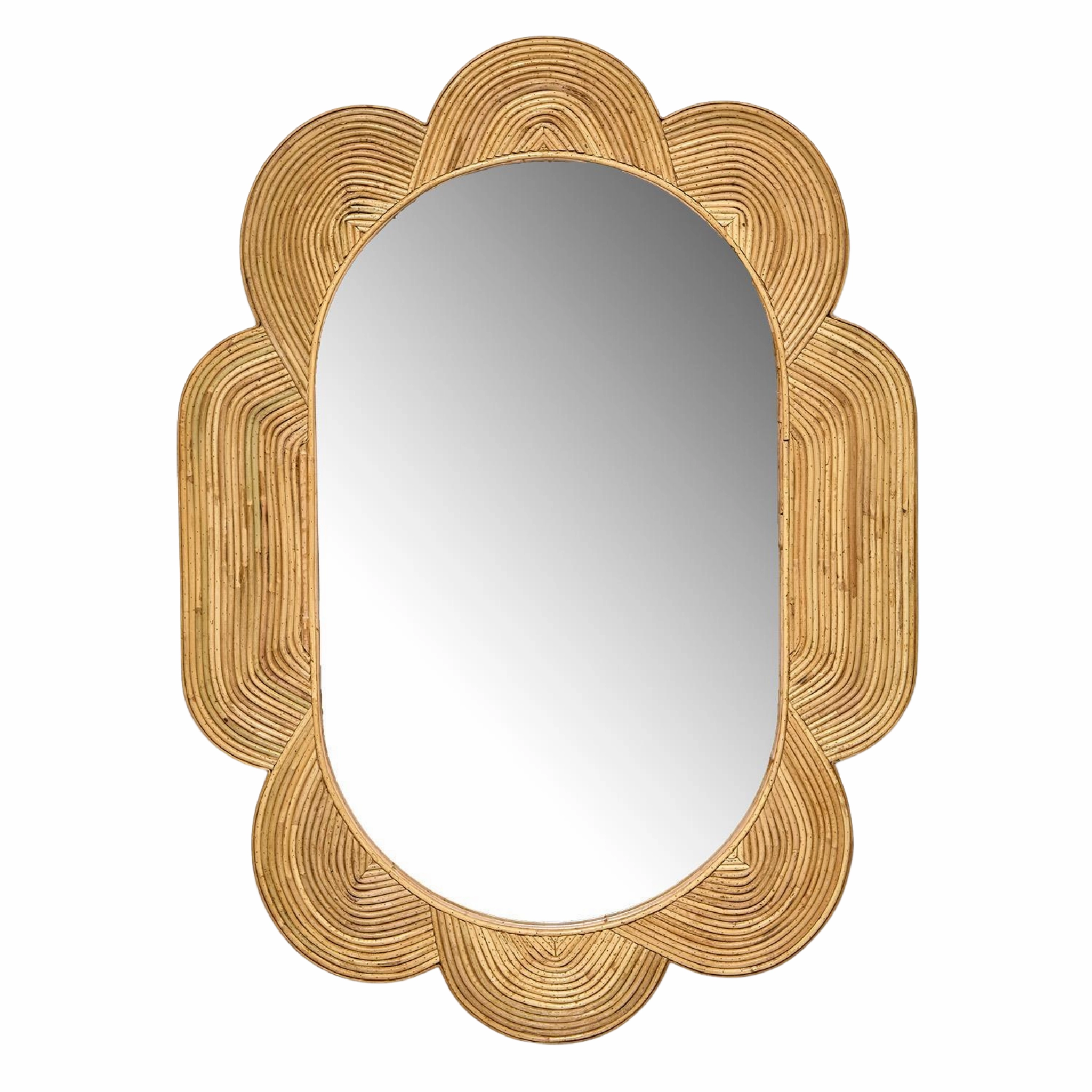 Scalloped Bamboo Hand Woven Oval Wall Mirror Cutting Board,Kitchen Board