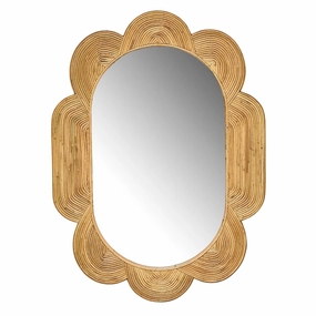 Scalloped Bamboo Hand Woven Oval Wall Mirror Cutting Board,Kitchen Board