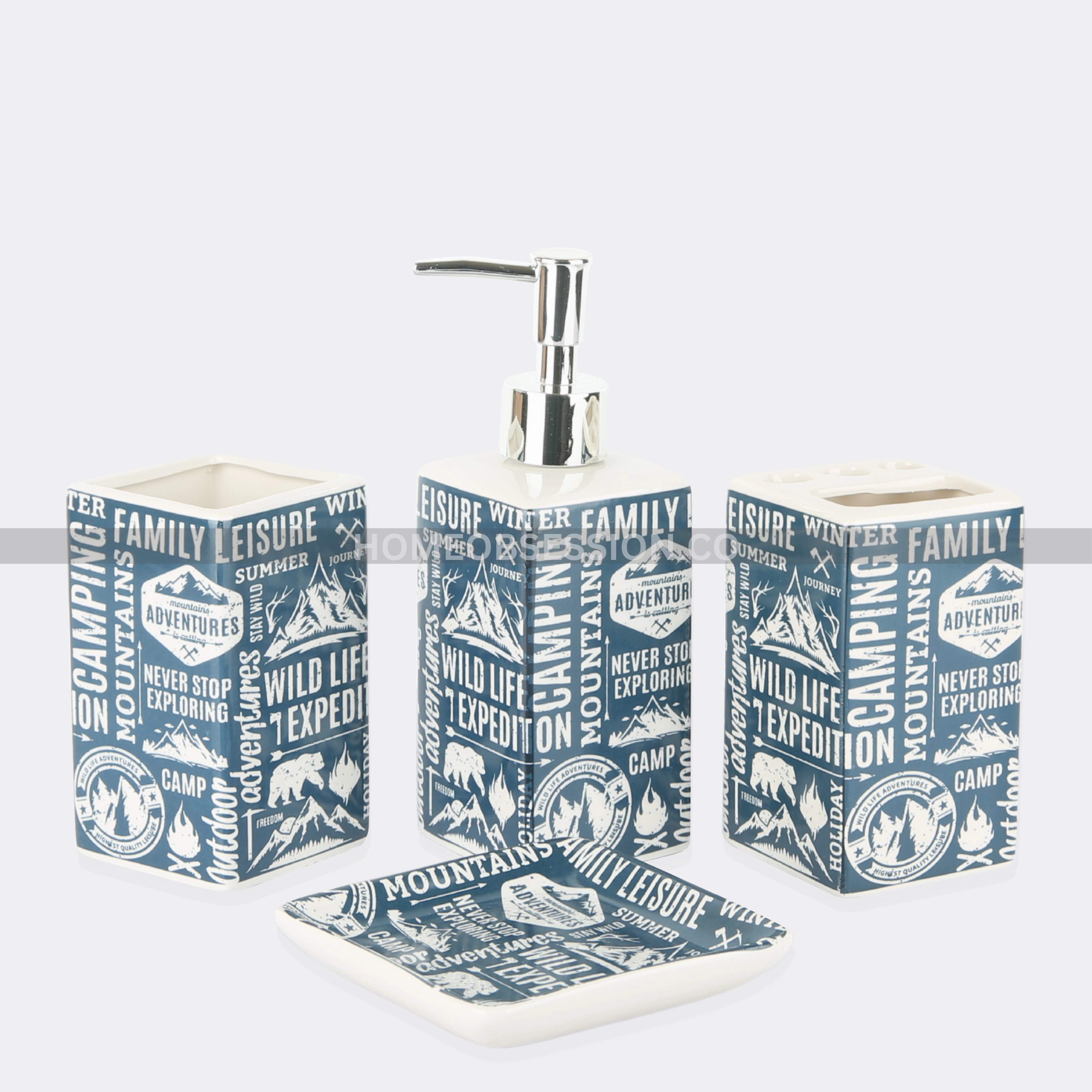 Scripted Bath Set Shower Curtain,Waterproof Curtain