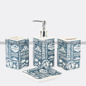 Scripted Bath Set Shower Curtain,Waterproof Curtain