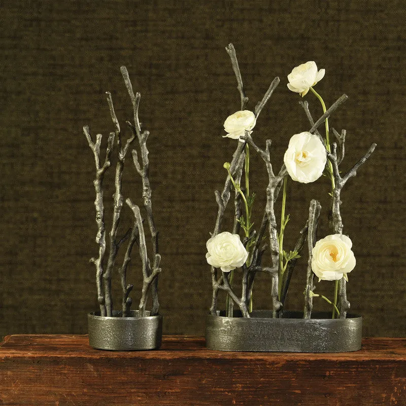 Sculptural Branch Vase, Metal - Round - Nickle