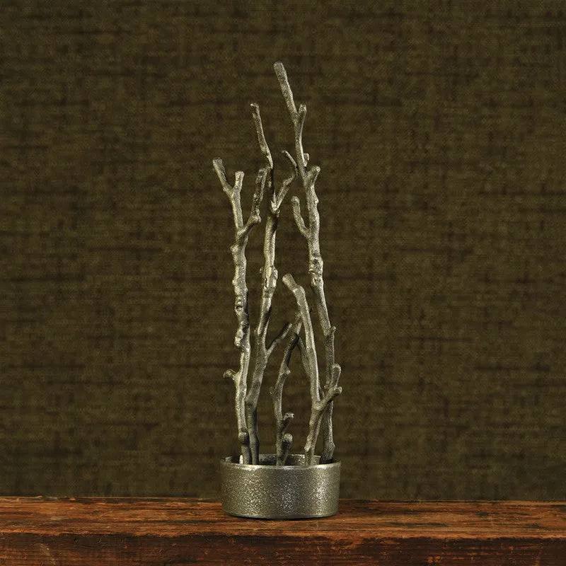 Sculptural Branch Vase, Metal - Round - Nickle