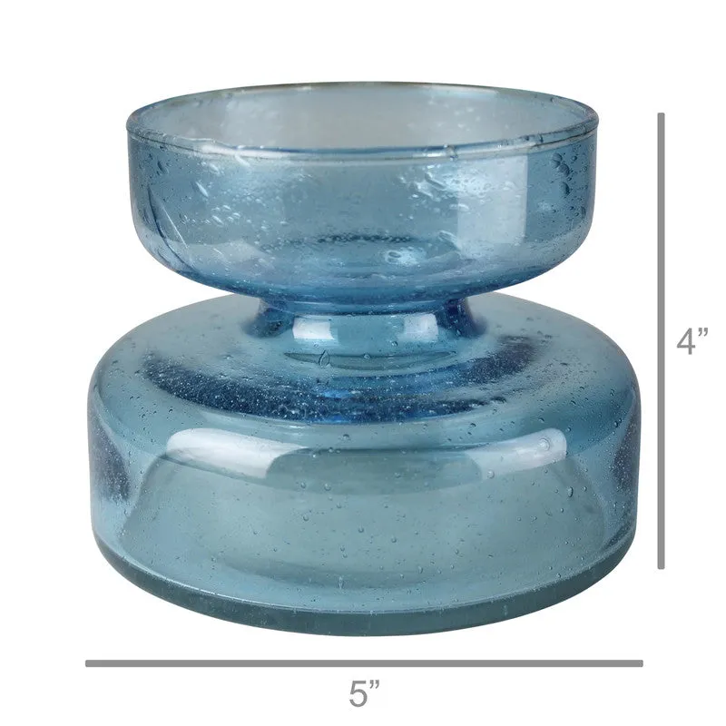 Seeded Glass Bulb Vase - Blue