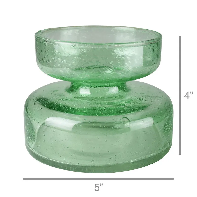 Seeded Glass Bulb Vase - Green