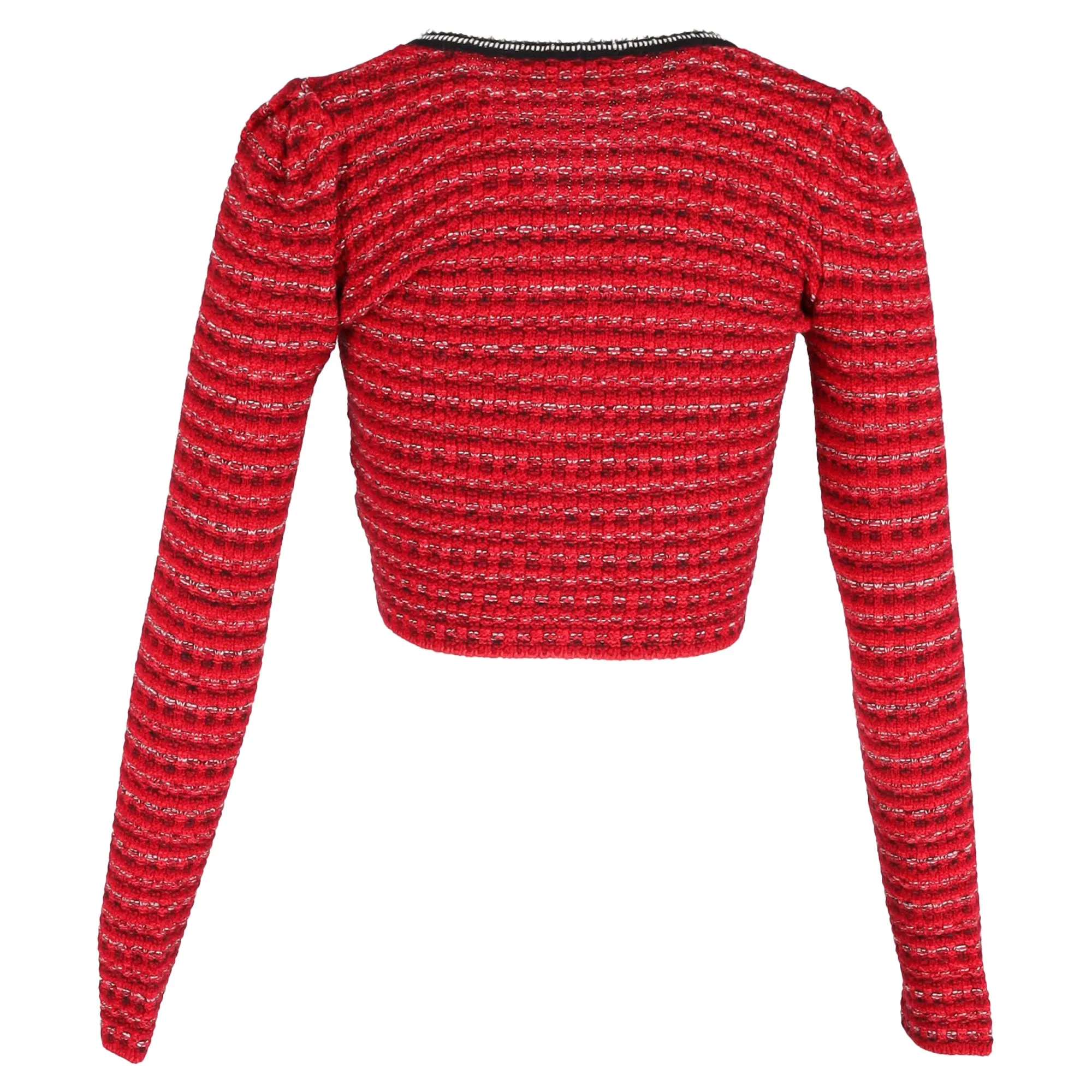Self-Portrait Embellished Cardigan in Red Tweed Wool