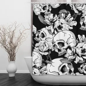 Sexy Black Skull and Flower Shower Curtains and Optional Bath Mats Lighting,Lamps Fixtures