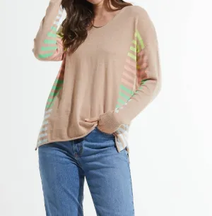 Side Stripe Sweater In Crema