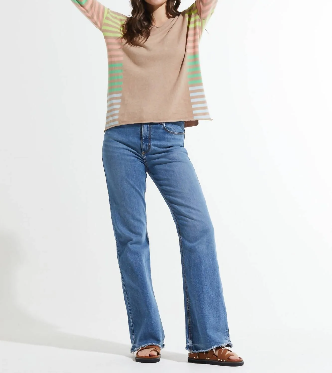 Side Stripe Sweater In Crema