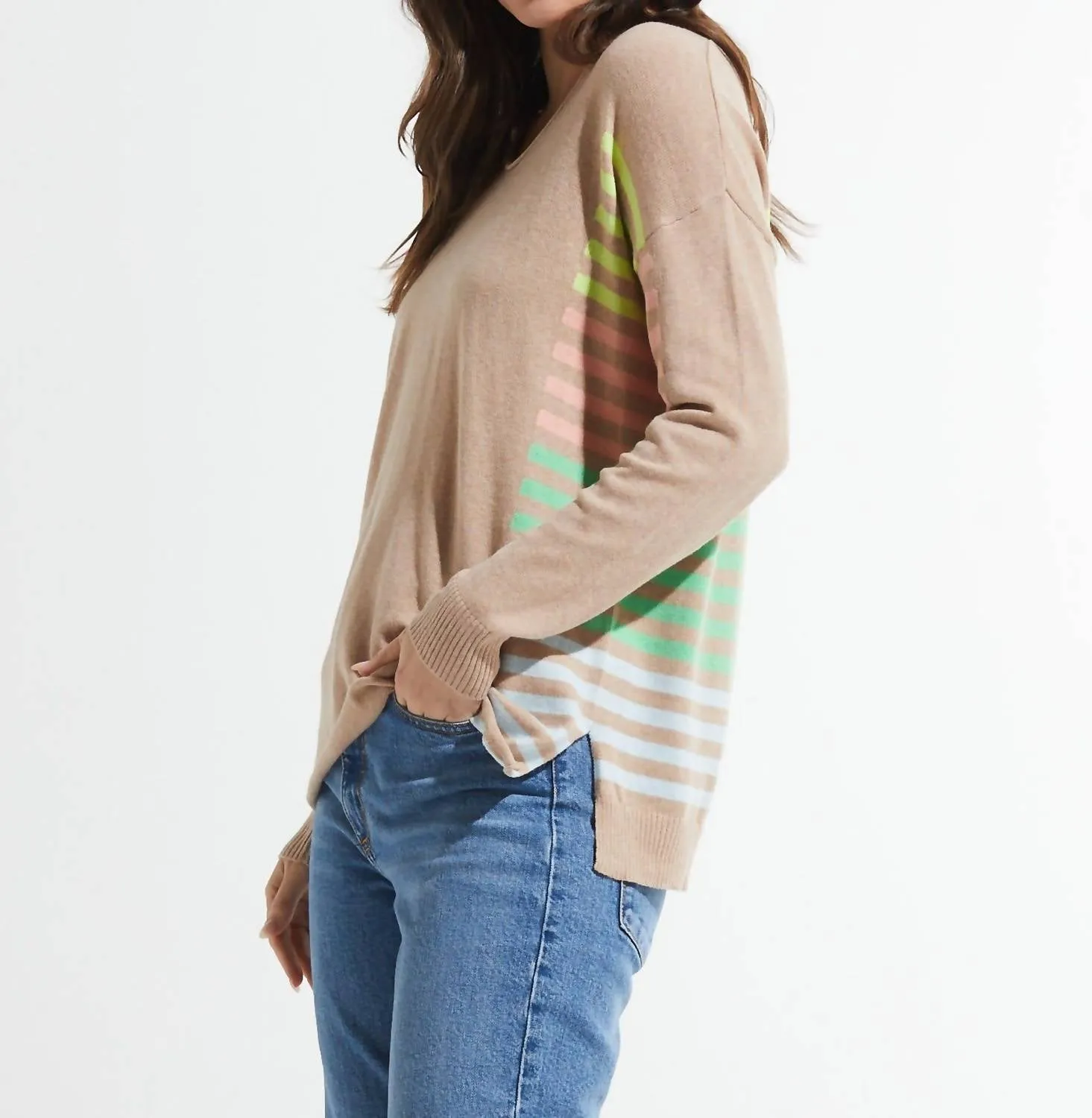 Side Stripe Sweater In Crema