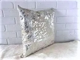 Silver Acid Wash Cowhide Pillow