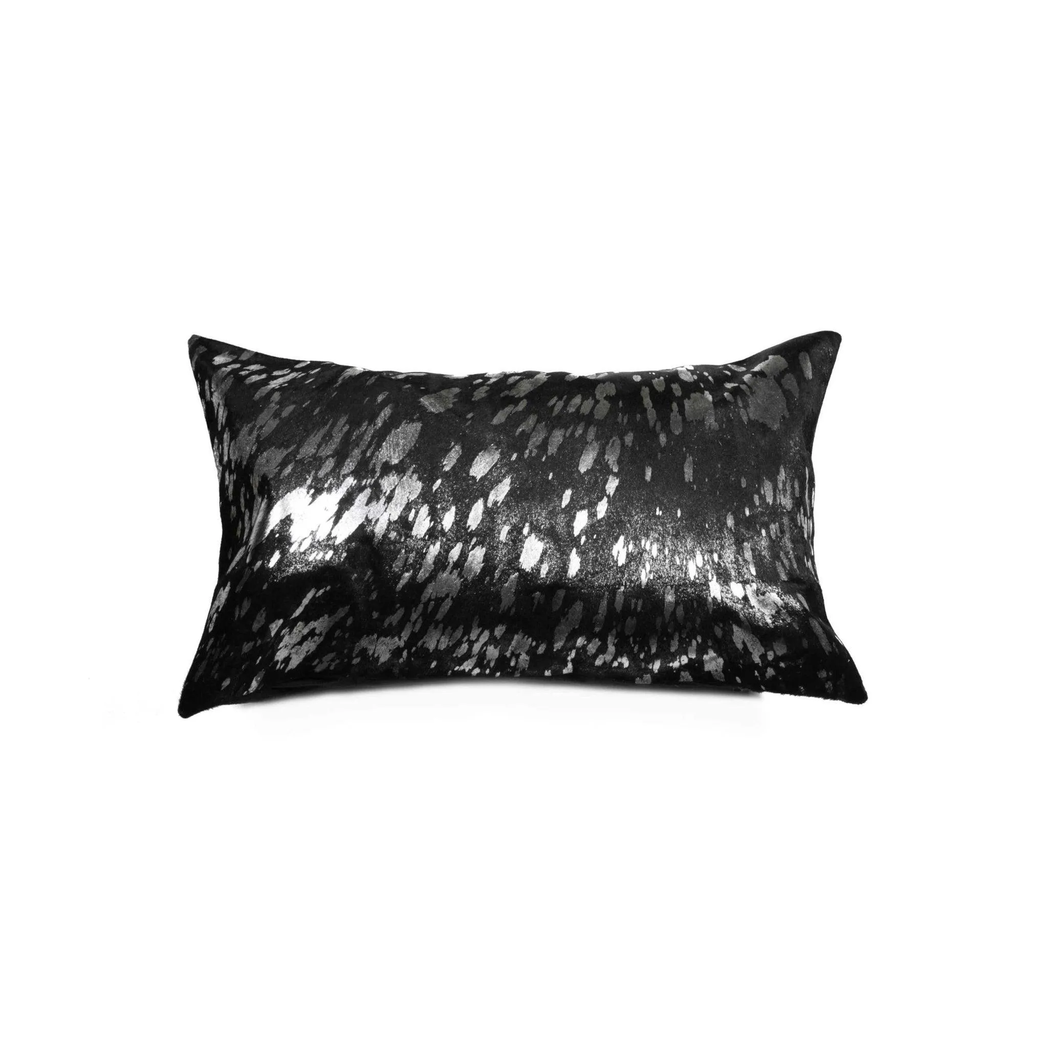 Silver Acid Wash on Black Cowhide Pillow storage cart, utility cart