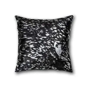 Silver Metallic on Black Cowhide Pillow storage cart, utility cart