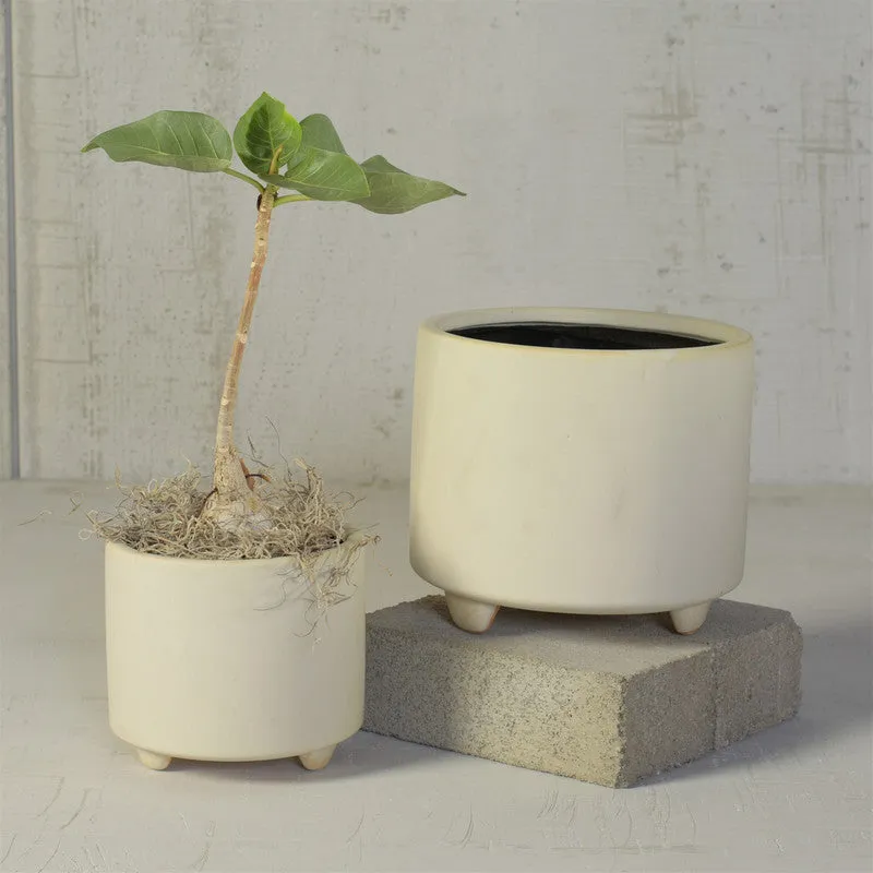 Simon Footed Planter, Ceramic, White - Sm - Matte White
