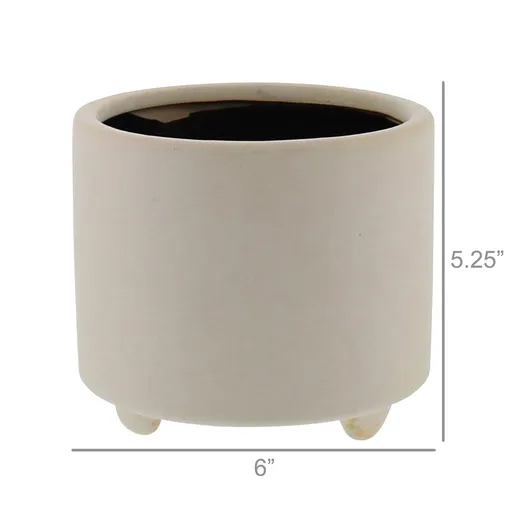 Simon Footed Planter, Ceramic, White - Sm - Matte White