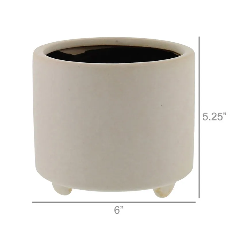 Simon Footed Planter, Ceramic, White - Sm - Matte White
