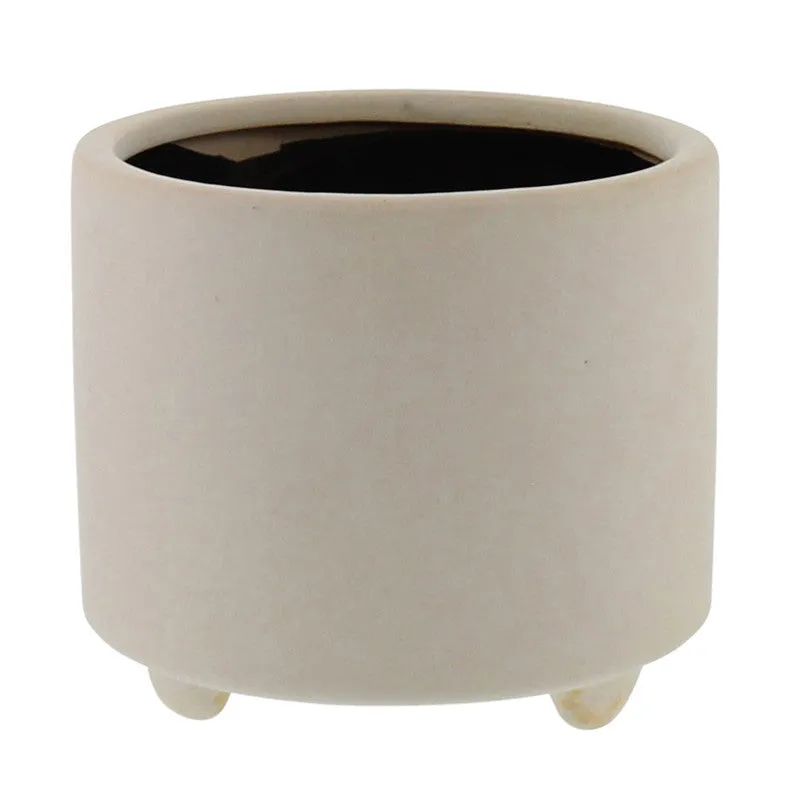 Simon Footed Planter, Ceramic, White - Sm - Matte White Vase,Ceramic Vase