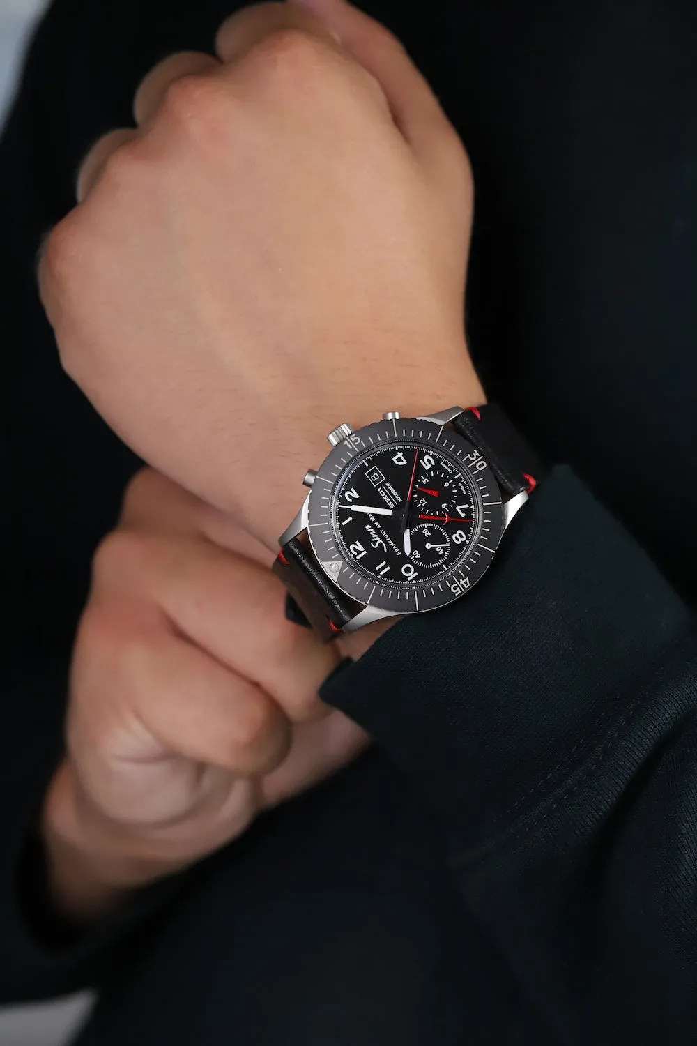 Sinn Watches Sinn 156.1 Vintage Black With Red Seam Watch