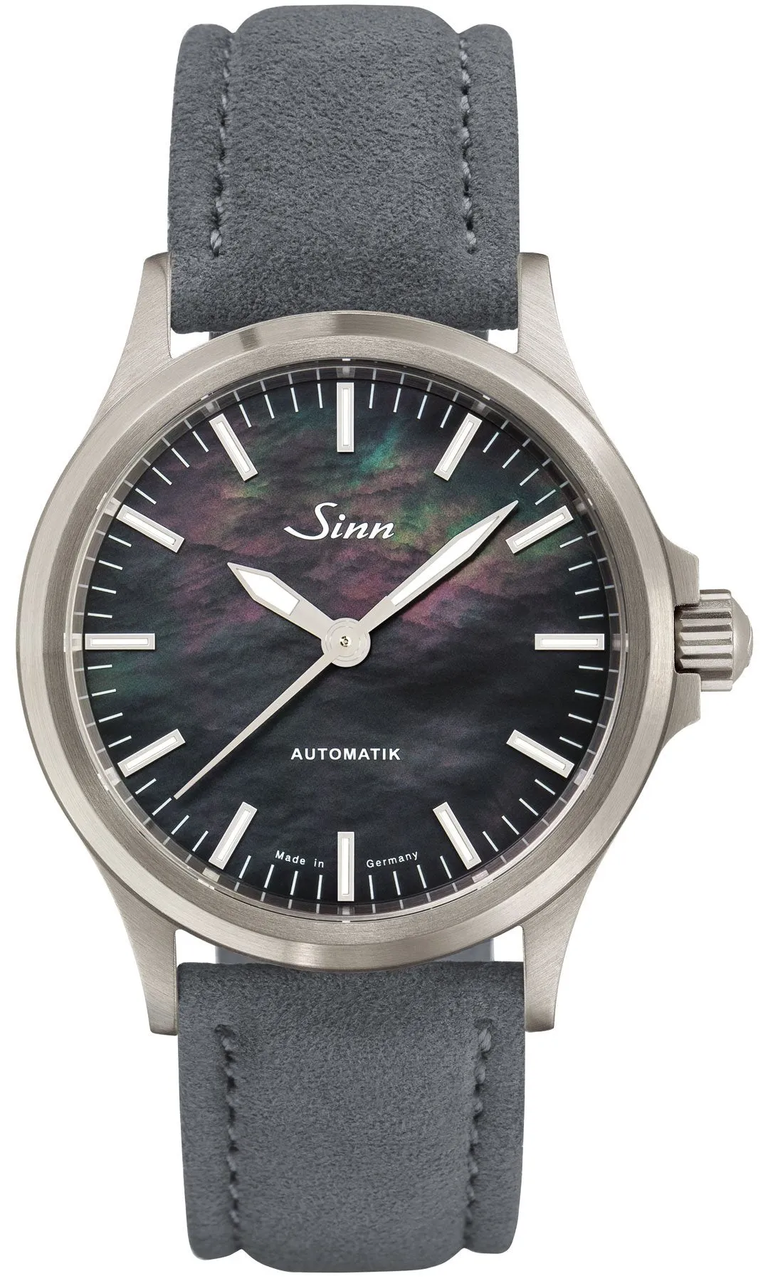 Sinn Watches Sinn 556 I Mother of Pearl S Grey Alcantara Leather Strap Watch
