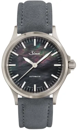 Sinn Watches Sinn 556 I Mother of Pearl S Grey Alcantara Leather Strap Watch