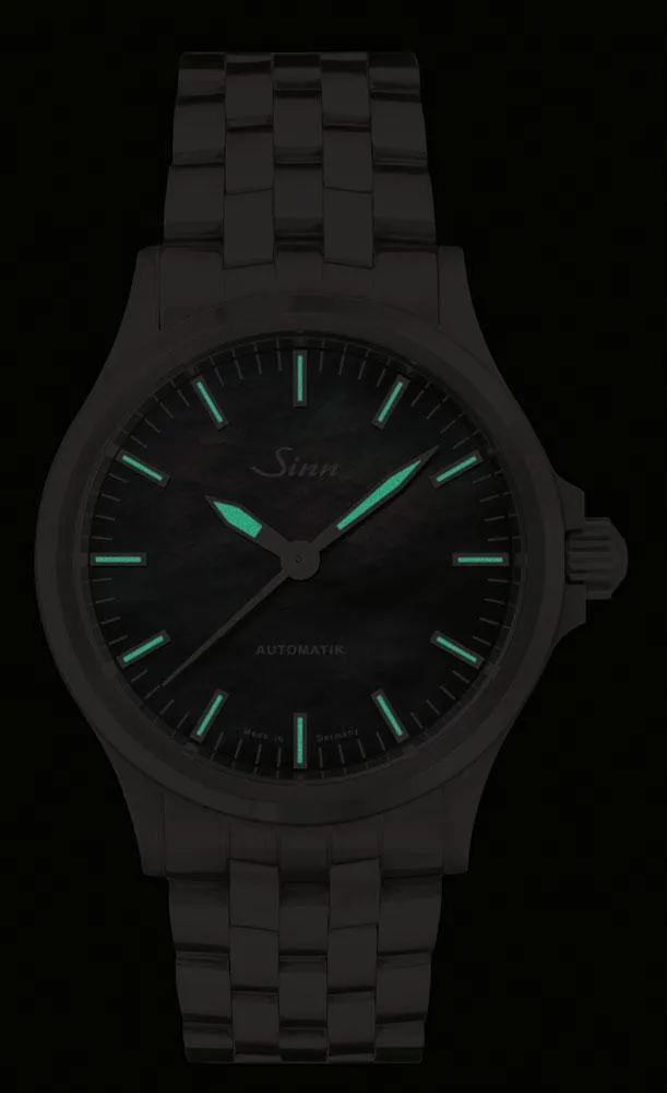 Sinn Watches Sinn 556 I Mother of Pearl S Grey Alcantara Leather Strap Watch