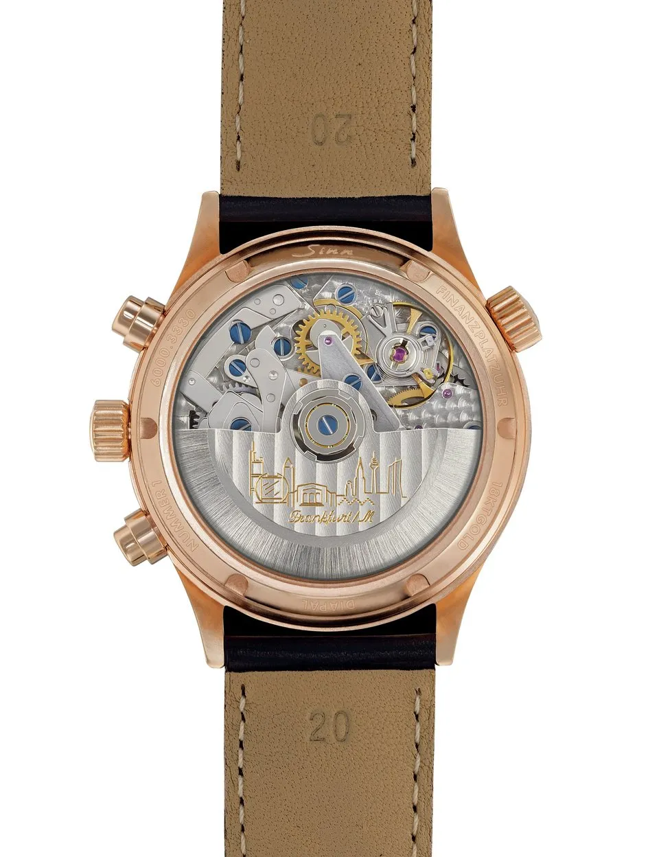 Sinn Watches Sinn 6000 Finance Center Rose Gold Leather Watch