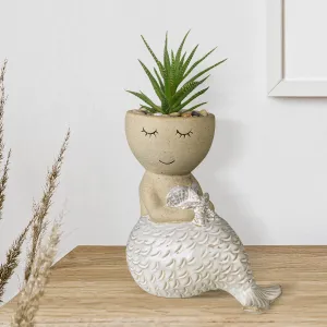 Sitting Mermaid Cachepot, Ceramic Vase,Ceramic Vase