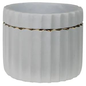Skylar Cachepot, Cement, White & Gold Vase,Ceramic Vase