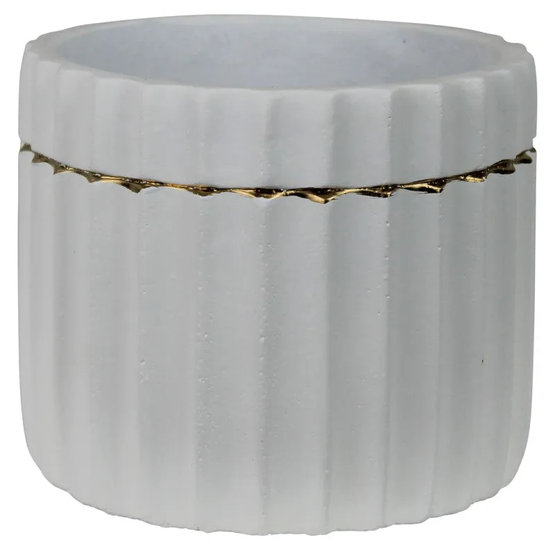 Skylar Cachepot, Cement, White & Gold Vase,Ceramic Vase