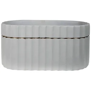 Skylar Oval Vase, Cement, White & Gold Vase,Ceramic Vase