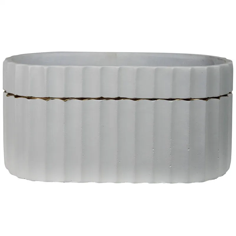 Skylar Oval Vase, Cement, White & Gold Vase,Ceramic Vase