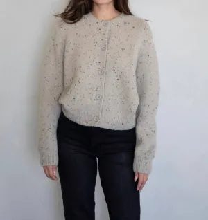 Skylar Speckled Cardigan In Taupe