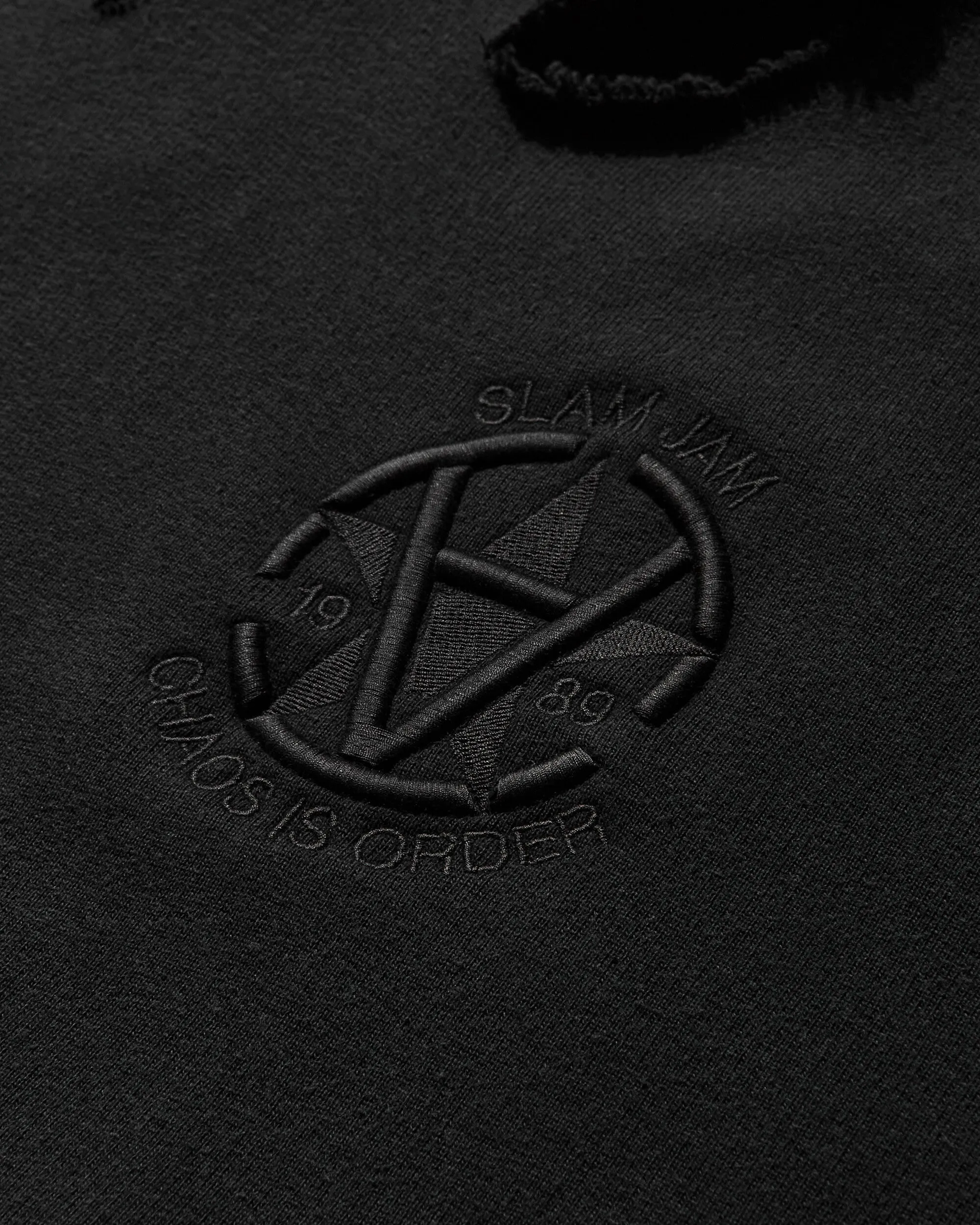 Slam Jam Destroyed Hoodie Black