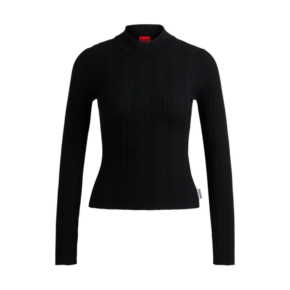 Slim-fit sweater with irregular ribbed structure