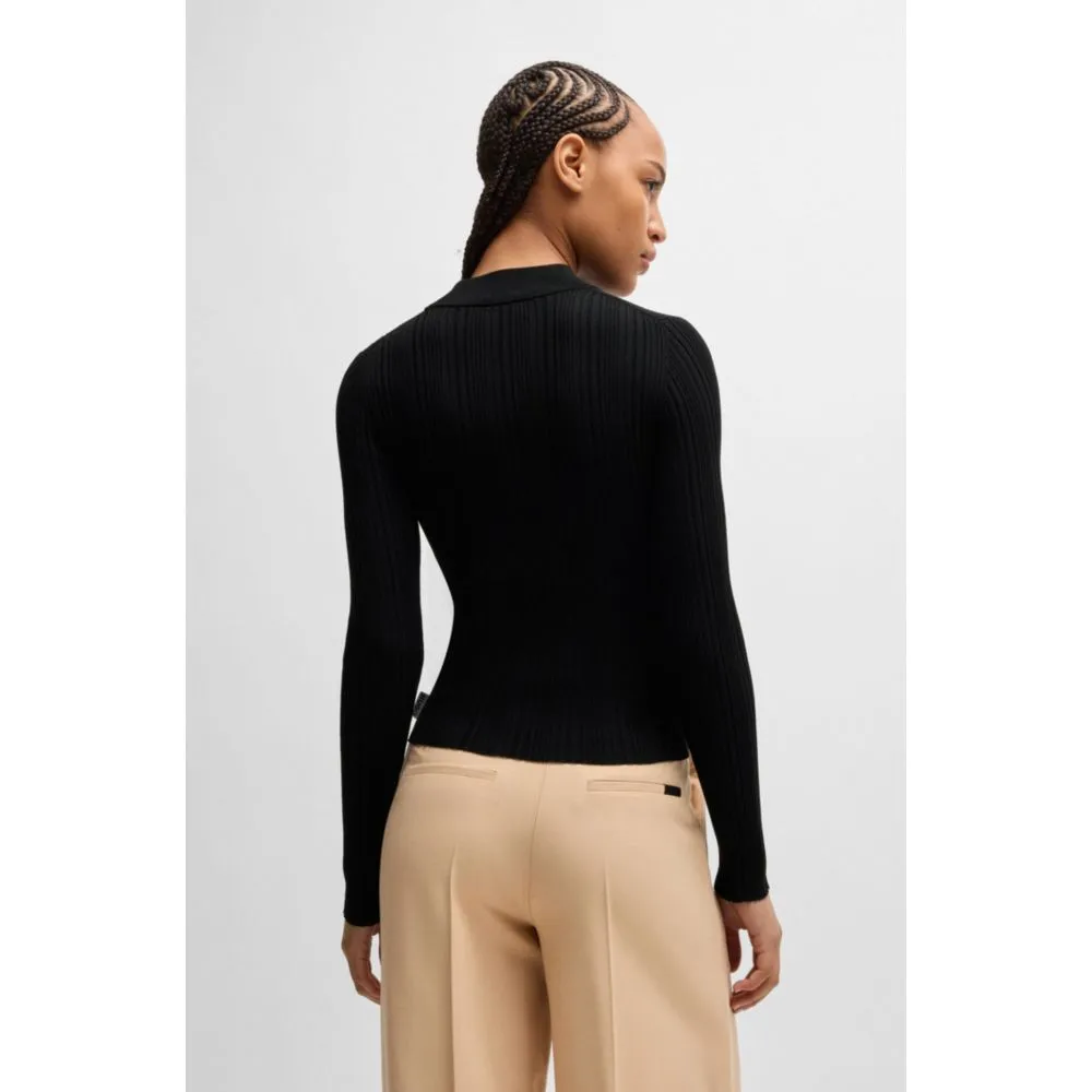 Slim-fit sweater with irregular ribbed structure