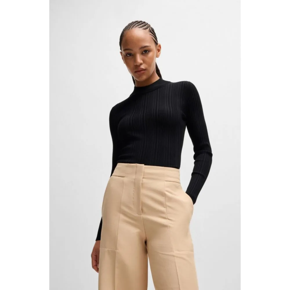 Slim-fit sweater with irregular ribbed structure