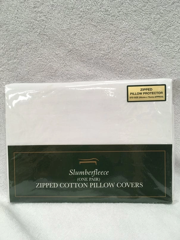 Slumberfleece Zipped Cotton Pillow Protector Pair Protectors & Toppers,mattress protector waterproof