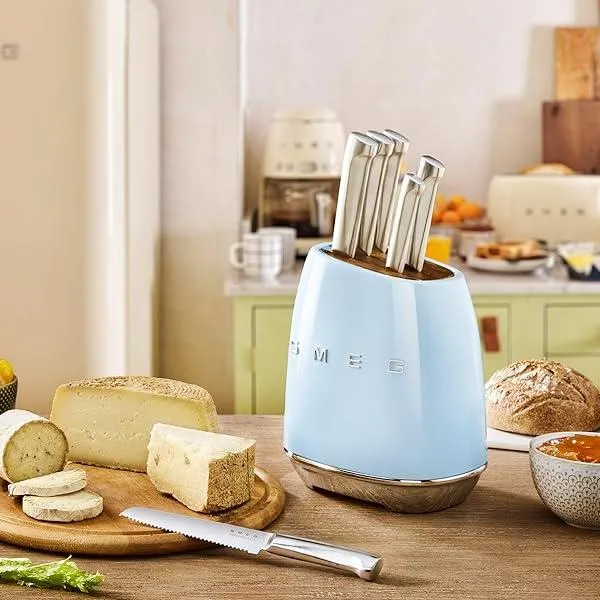 Smeg Retro-Style Knife Block with Knives KBSF01PB