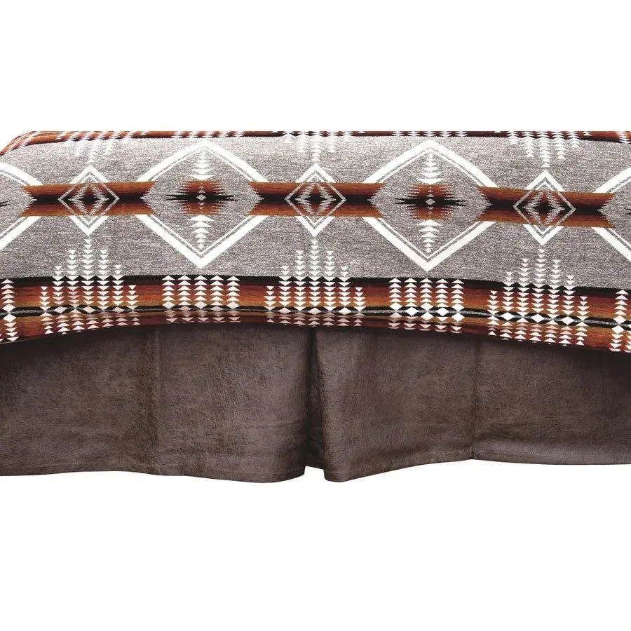 Smoke Grey Faux Leather Bed Skirt bed skirt, dust ruffle