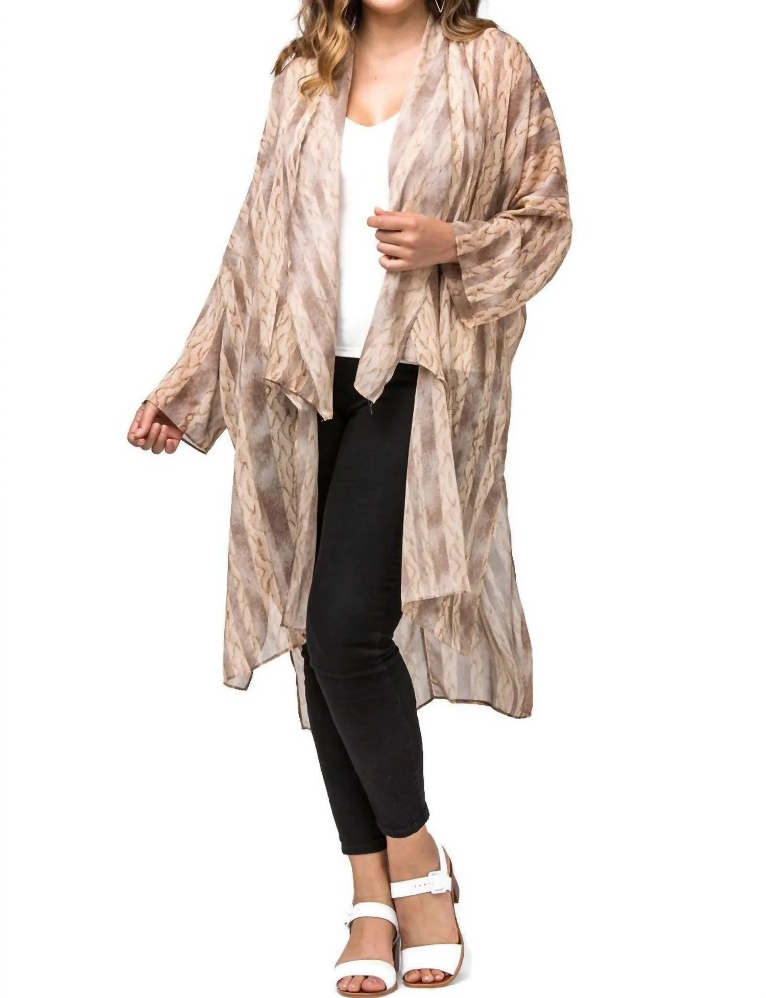 Snake Skin Kimono Duster -Plus In Snake Skin Pattern