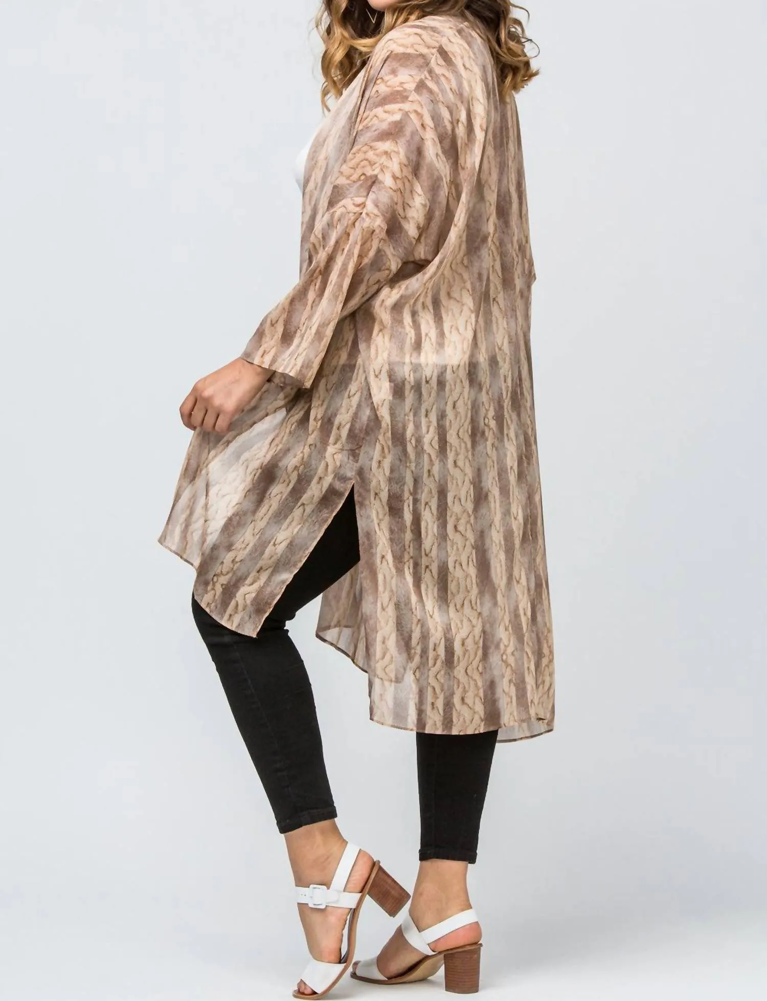 Snake Skin Kimono Duster -Plus In Snake Skin Pattern