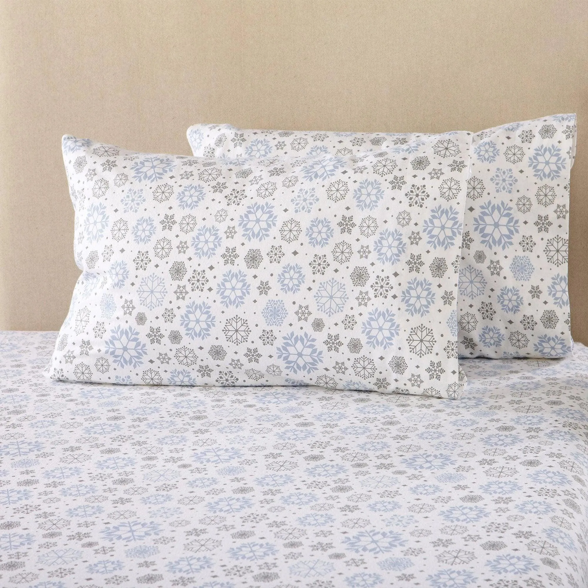 Snowflakes Cotton Flannel Sheets