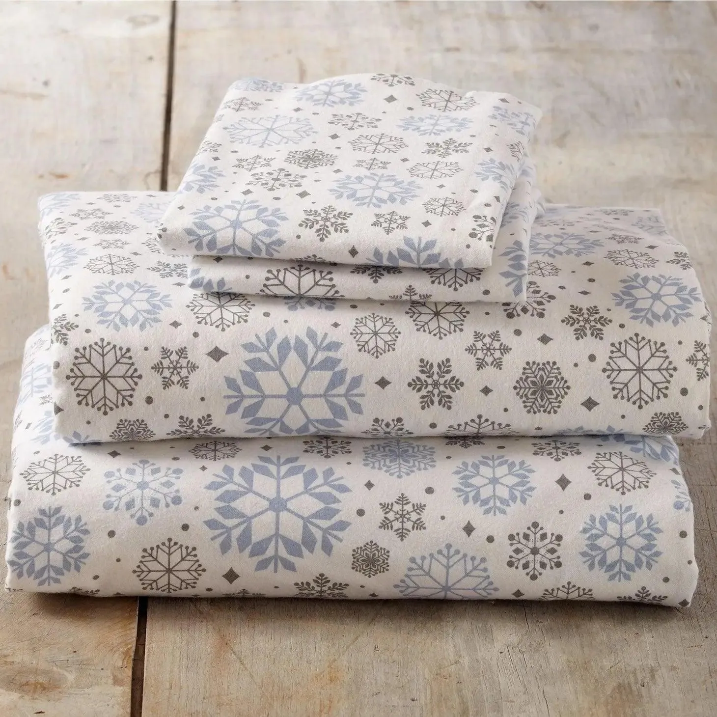 Snowflakes Cotton Flannel Sheets
