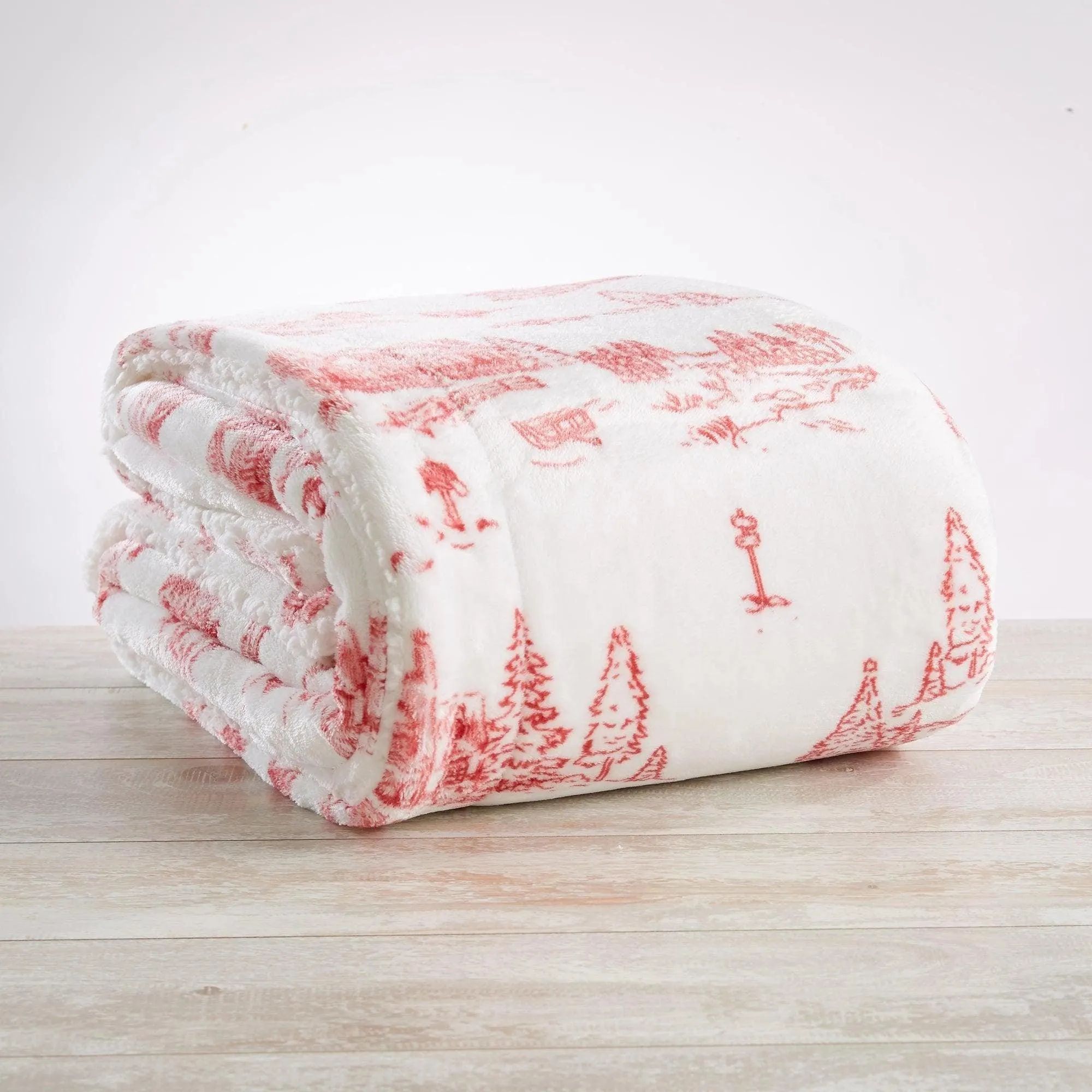 Snowtown Toile Sherpa Throw Blanket