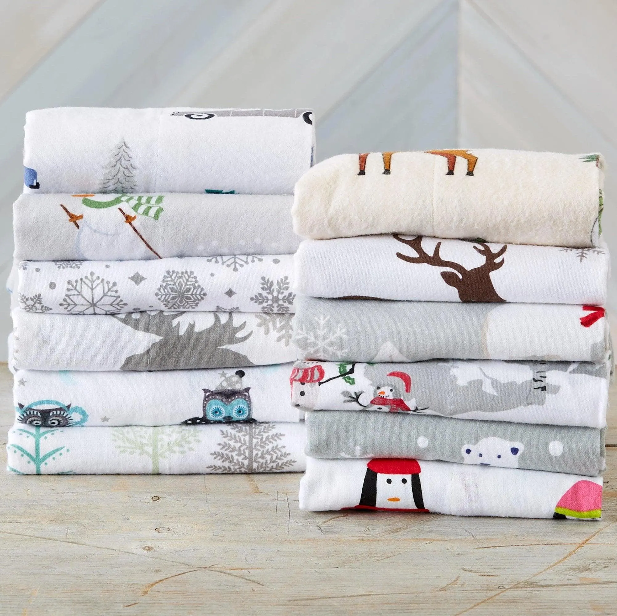 Snowy Reindeer Cotton Flannel Sheets