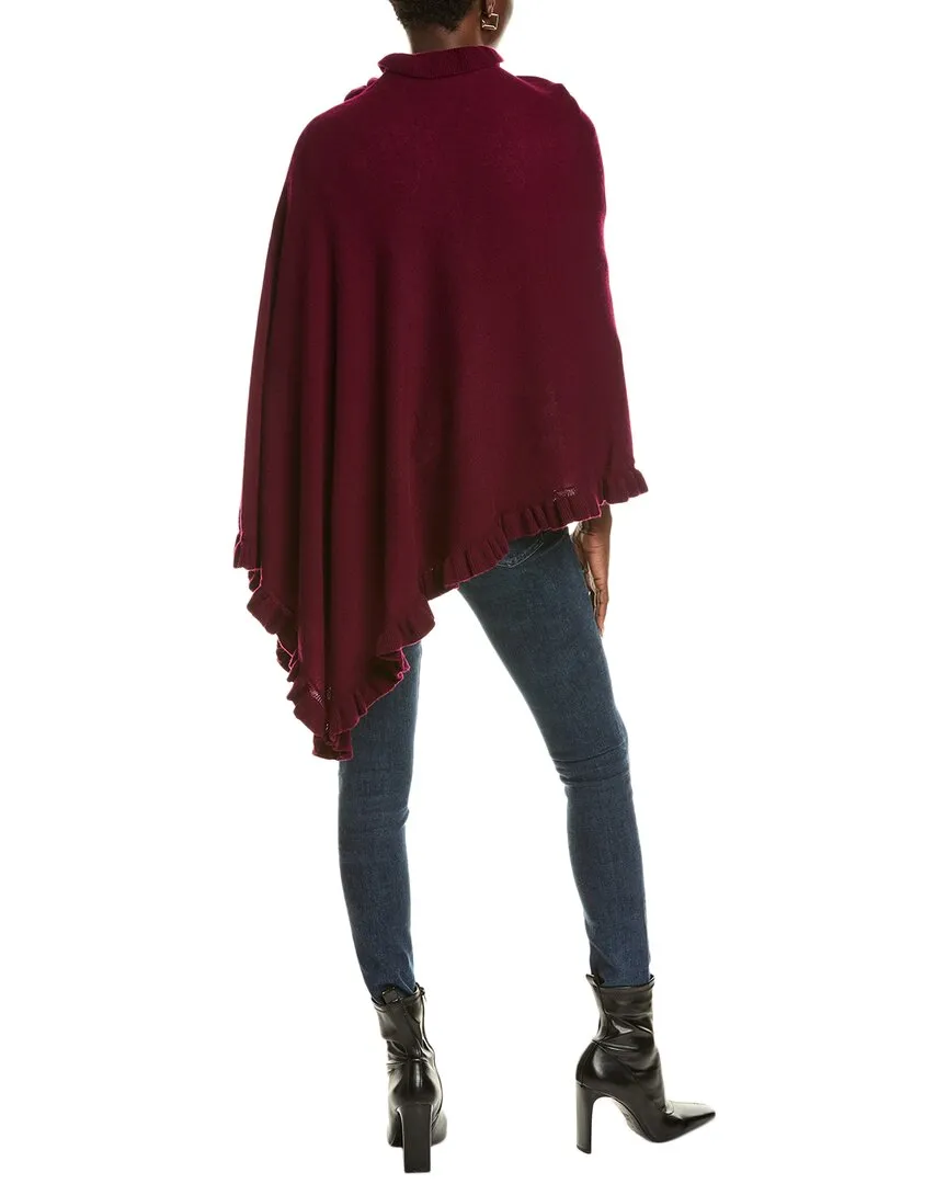 sofiacashmere Ruffle Trim Wool & Cashmere-Blend Poncho